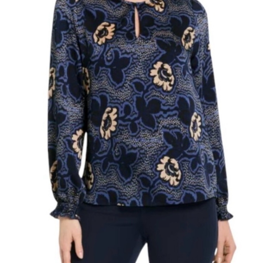 NWT Ted Baker Navy and Cream Floral Blouse Size 2 - Picture 2 of 13